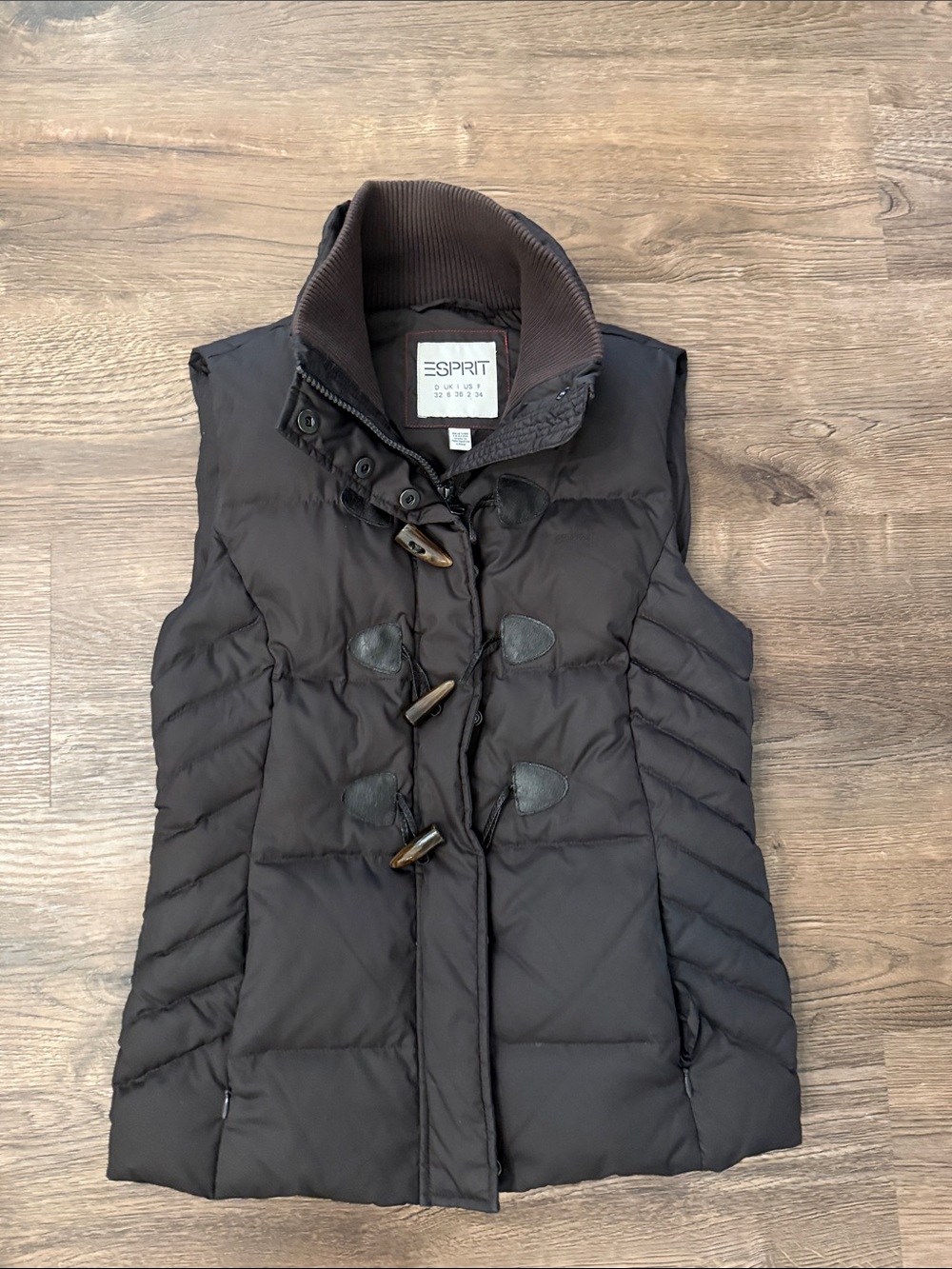 Esprit Women's Quilted Brown Down filled Puffer Vest Size 2